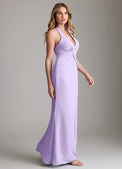 Azazie Valerie Bridesmaid Dresses Lilac Mermaid Pleated Chiffon Dress image4