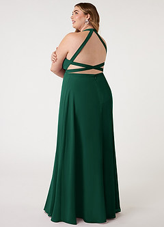 Azazie Clarice Bridesmaid Dresses Emerald A-Line Halter Chiffon Dress image12
