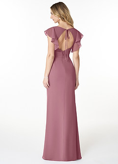 Azazie Val Bridesmaid Dresses Vintage Mauve Mermaid V-Neck Keyhole Chiffon Dress image2