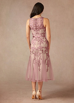 Azazie Herrin vestidos de madre de la novia Vestido de Rosa Grisáceo  Champán de Encaje de Sirena image5