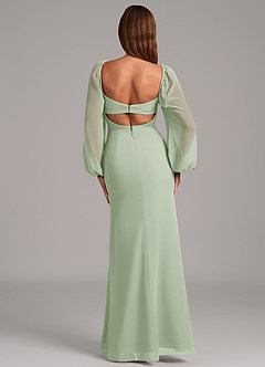 Azazie Brixley Bridesmaid Dresses Dusty Sage Mermaid Long Sleeve Chiffon Dress image2