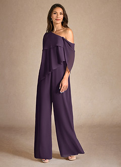 Azazie Halima vestidos de madre de la novia Vestido de Ciruela de Gasa de Mono/Traje de pantalón con Corte Lateral image2