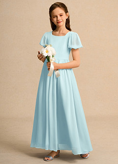 Azazie Lilia Girls Formal Flower Girl Klänningar Klä A-Linje i Chiffong med ärmar image3