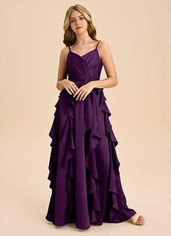 Azazie Peyton Junior Klä av A-Line i Stretch Satin Plisserad image4