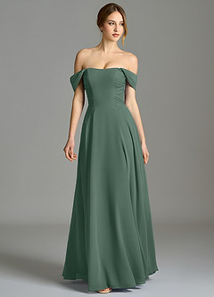 Azazie Oasis Bridesmaid Dresses Sea Moss A-Line with Pockets Chiffon Dress image5