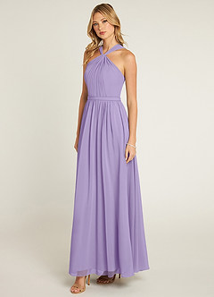 Azazie Jacey Final Sale Lilac A-Line Pleated Chiffon Dress image5