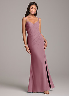 Azazie Yola Bridesmaid Dresses Vintage Mauve Sheath Pleated Chiffon Convertible Dress image5