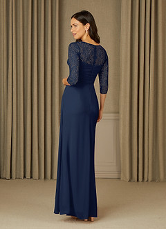 Azazie Zolla Mother of the Bride Dresses Dark Navy A-Line Lace Chiffon Dress image4