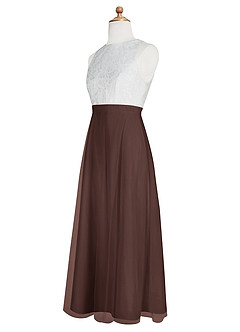 Azazie Albertine Junior A-Linie Spitze Chiffon Kleid Ganache image9