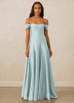 Christian Siriano Bridal for Azazie 1002 Bridesmaid Dresses Mist A-Line Off the Shoulder Stretch Satin Convertible Dress image2