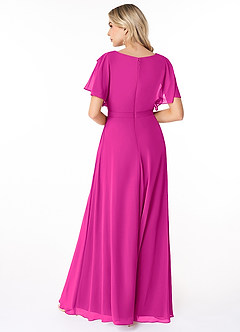 Azazie Aaliyah Modest Bridesmaid Dresses A-Line Scoop Pleated Chiffon Floor-Length Dress image2