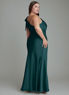 Azazie Yuanna Bridesmaid Dresses Pine Mermaid One Shoulder Stretch Satin Dress image9