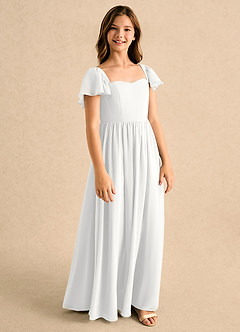 Azazie Patsy Girls Formal Flower Girl Klänningar Klänning A-linje i Chiffong Hjärtformad urringning image2