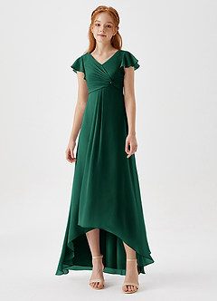 Azazie Breanne Junior Emerald A-Line Chiffon Dress image4
