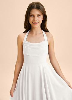 Azazie Kady Junior White A-Line Sweetheart Neckline Chiffon Dress image6