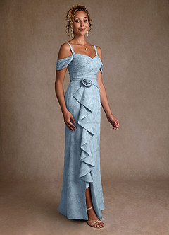 Azazie Irene Abiti per la Madre della Sposa Abito A-Line in Burnout Floreale a Spalla Scoperta Azzurro image5