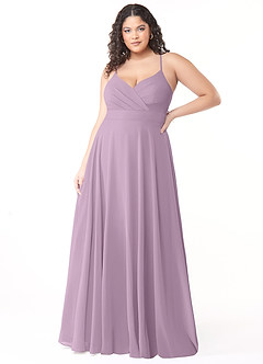 Azazie Avelina Bridesmaid Dresses Wisteria A-Line V-Neck Pleated Chiffon Dress image6