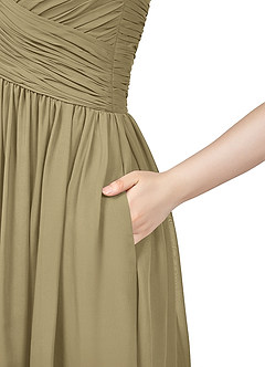 Azazie Angie 신부 들러리 드레스 A라인 쉬폰 무릎 길이 드레스 image11