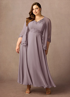 Azazie Devana Mère de la mariée Robes Robe Trapèze en Mousseline de soie Paillettes Crépuscule image6