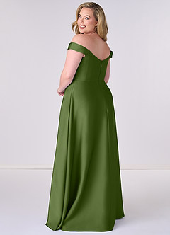 Barbie ♥ Azazie Robes de demoiselle d'honneur Robe Trapèze Convertible en Satin extensible Épaule décolletée Genévrier image8