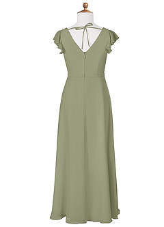 Azazie Claudine Junior Pistachio A-Line Pleated Chiffon Dress image6