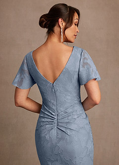Azazie Jolene Abiti per la Madre della Sposa Abito Sirena in Burnout Floreale Plissettato Blu Polveroso image6