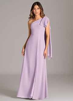 Azazie Tella Bridesmaid Dresses Frosted Lilac A-Line One Shoulder Chiffon Dress image2