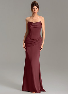 Azazie Adrienne Bridesmaid Dresses Cabernet Mermaid Corset Stretch Satin Convertible Dress image3