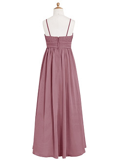 Azazie Astrid Junior Vintage Mauve A-Line Floral Chiffon Dress image8