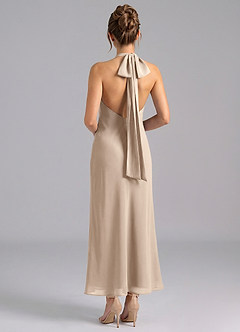 Azazie Velli Bridesmaid Dresses Taupe Mermaid High Neck Chiffon Dress image2