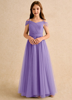 Azazie Yuna Girls Formal Abiti da Ragazza di Fiori Abito A-Line in Tulle Spalle Scoperte Tahiti image4