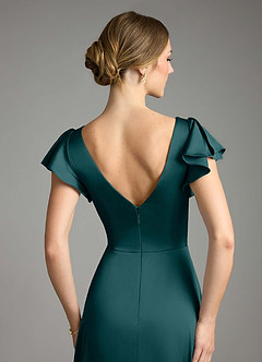 Azazie Omari Bridesmaid Dresses Pine A-Line Stretch Satin Dress image7