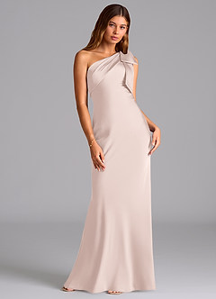 Azazie Yuanna Bridesmaid Dresses Blushing Pink Mermaid One Shoulder Stretch Satin Dress image3