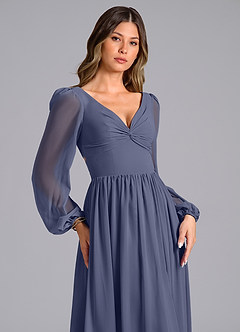 Azazie Teri Bridesmaid Dresses Stormy A-Line Long Sleeve Chiffon Dress image5
