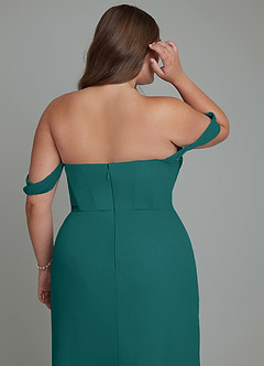 Azazie Johana Bridesmaid Dresses Peacock Mermaid Off the Shoulder Chiffon Convertible Dress image14