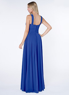 Azazie Kaleigh Robes de demoiselle d'honneur Robe Trapèze en Mousseline de soie Plissée Bleu Roi image4