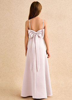 Azazie Joella Girls Formal Robe Demoiselle D'honneur Fillette Robe Trapèze en Mat Satiné Plissé Rose Pâle image4