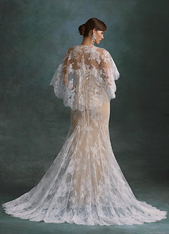 Azazie Dawna Wedding Dresses Diamond White Nude Mermaid Strapless Lace Dress image4