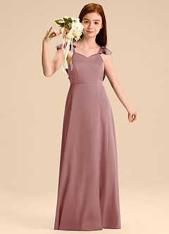 Azazie Everett Junior Klänning av A-Line i Stretch Satin Rosett image5