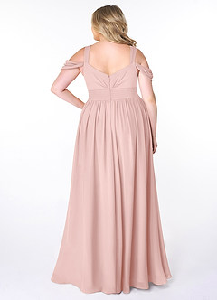 Azazie Lianne Abiti da Damigella Abito A-Line in Chiffon Spalle Scoperte Rosa Cipria image8