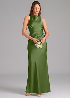 Azazie Evadne Bridesmaid Dresses Juniper A-Line Pleated Stretch Satin Dress image6