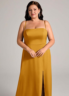 Azazie Wren Bridesmaid Dresses Butterscotch A-Line Strapless Stretch Satin Convertible Dress image13