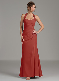 Azazie Destiny Bridesmaid Dresses Terracotta Mermaid Sweetheart Neckline Chiffon Dress image4