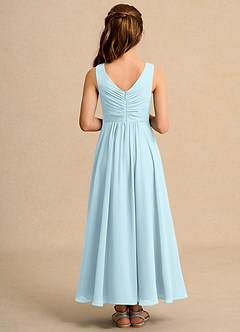 Azazie Ducky Girls Formal Flower Girl Dresses Cloud Blue A-Line Pleated Chiffon Dress image2