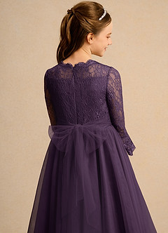 Azazie Lamb Girl vestidos de niña de las flores Vestido de Ciruela de Encaje de Princesa image6