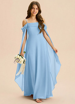 Azazie Moana Junior A-Linie Plissee Chiffon Kleid Puderblau image3