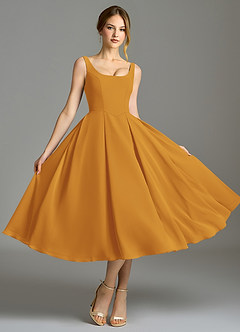 Azazie Amalie Bridesmaid Dresses Butterscotch A-Line Pleated Chiffon Dress image5