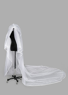 front Adeline Ribbon Cathedral Veil With Blusher