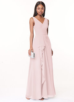 Azazie Julianna Brautjungfernkleider A-Linie Chiffon Kleid Zartrosa image1