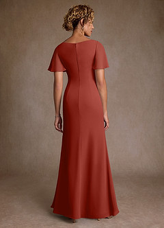 Azazie Suffolk Moeder van de bruid jurken A-Lijn Jurk van Chiffon Geplooid Terracotta image3
